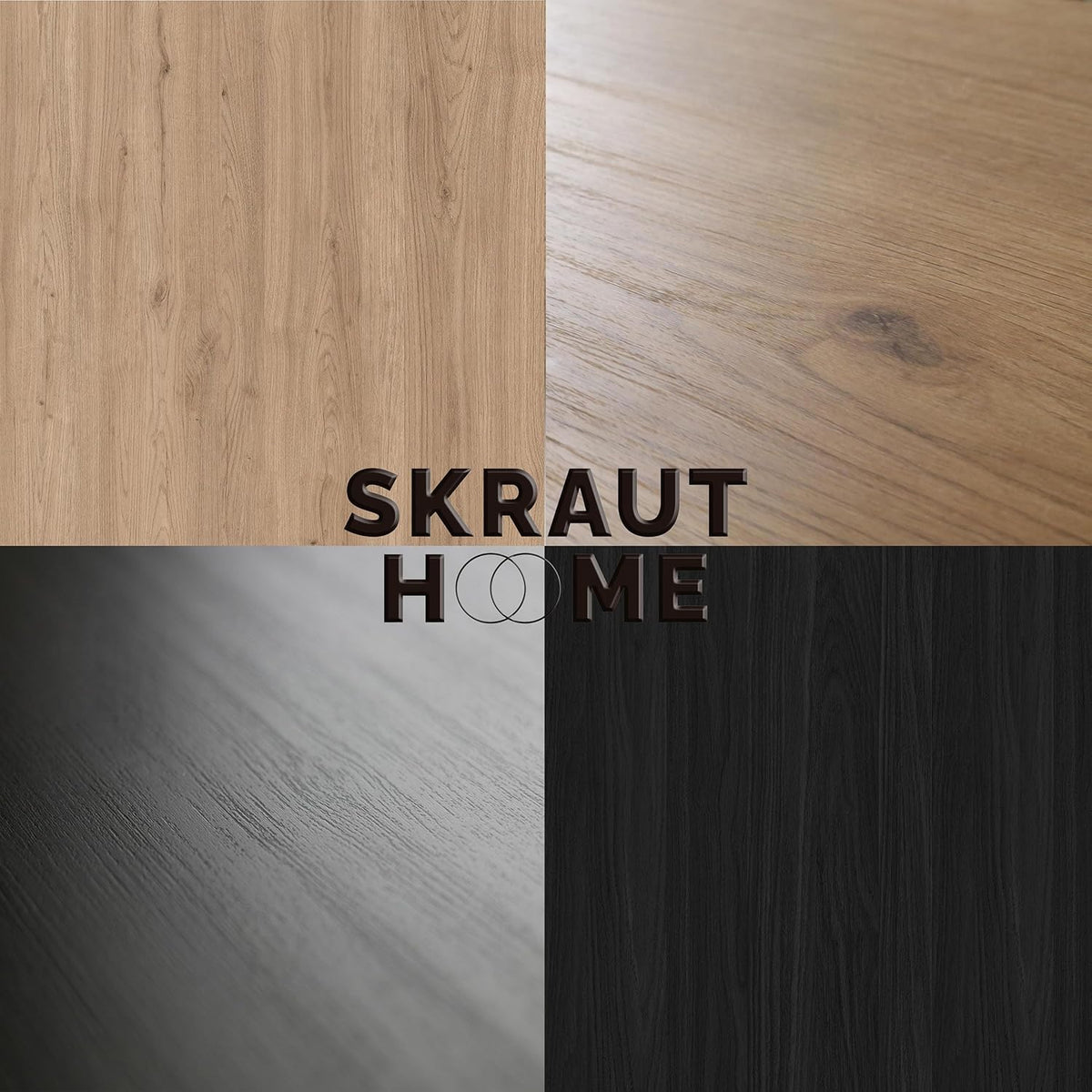 Skraut Home | TV-Schrank, Lowboard | für Wohnzimmer und Esszimmer | 210 | Für TV-Geräte bis zu 80" | Elektrokamin XXL | Industriedesign | Moderner Stil | Eiche Schwarz