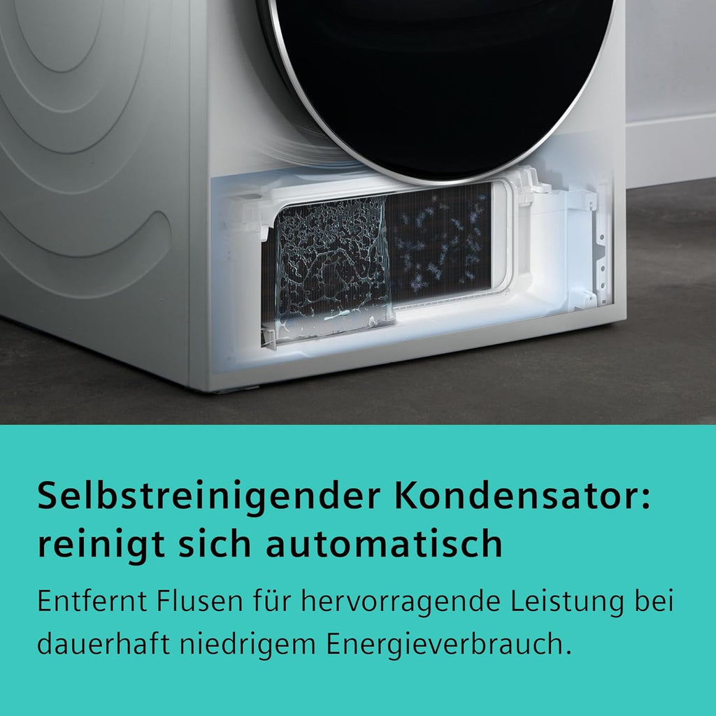 Siemens WQ45B2B40, Stiftung Warentest GUT (2,5) , iQ700 Smarter Wärmepumpen-Trockner 9kg, autoDry optimale Trocknung, selbstreinigender Kondensator, Touch LED-Display, intelligentDry, Outdoor-Programm