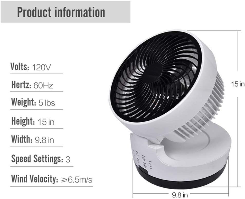 W&HH Faltbarer Raumluft-Umwälzventilator-Schwingtischventilator ferngesteuert für die Küche, die die Garage speist, einfach zu speichern