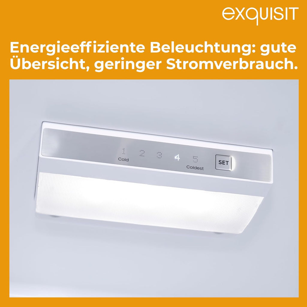 Exquisit Kühl-Gefrierkombination No Frost | 193 l, No Frost Kühlschrank, Energieklasse E, 41 dB, LED, 160 x 51 x 61 cm | KGC5195-65-NF-330E silber