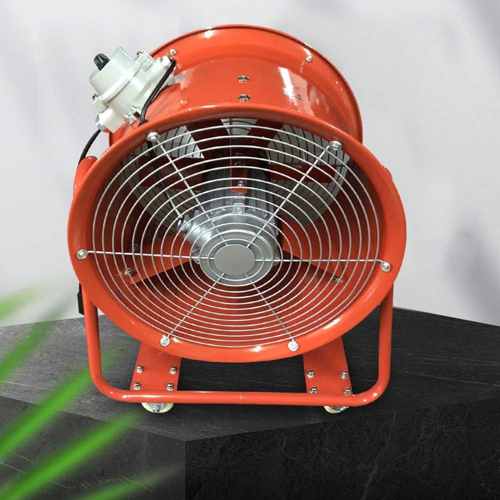 Bauventilator, EX-Explosionsgeschützter Axiallüfter 1100W 450mm, Industrieventilator mit 150m³/min für Werkstatt-Absaugung und Baustelle, Stahlbauweise mit 4 Rädern und Schutzkorb
