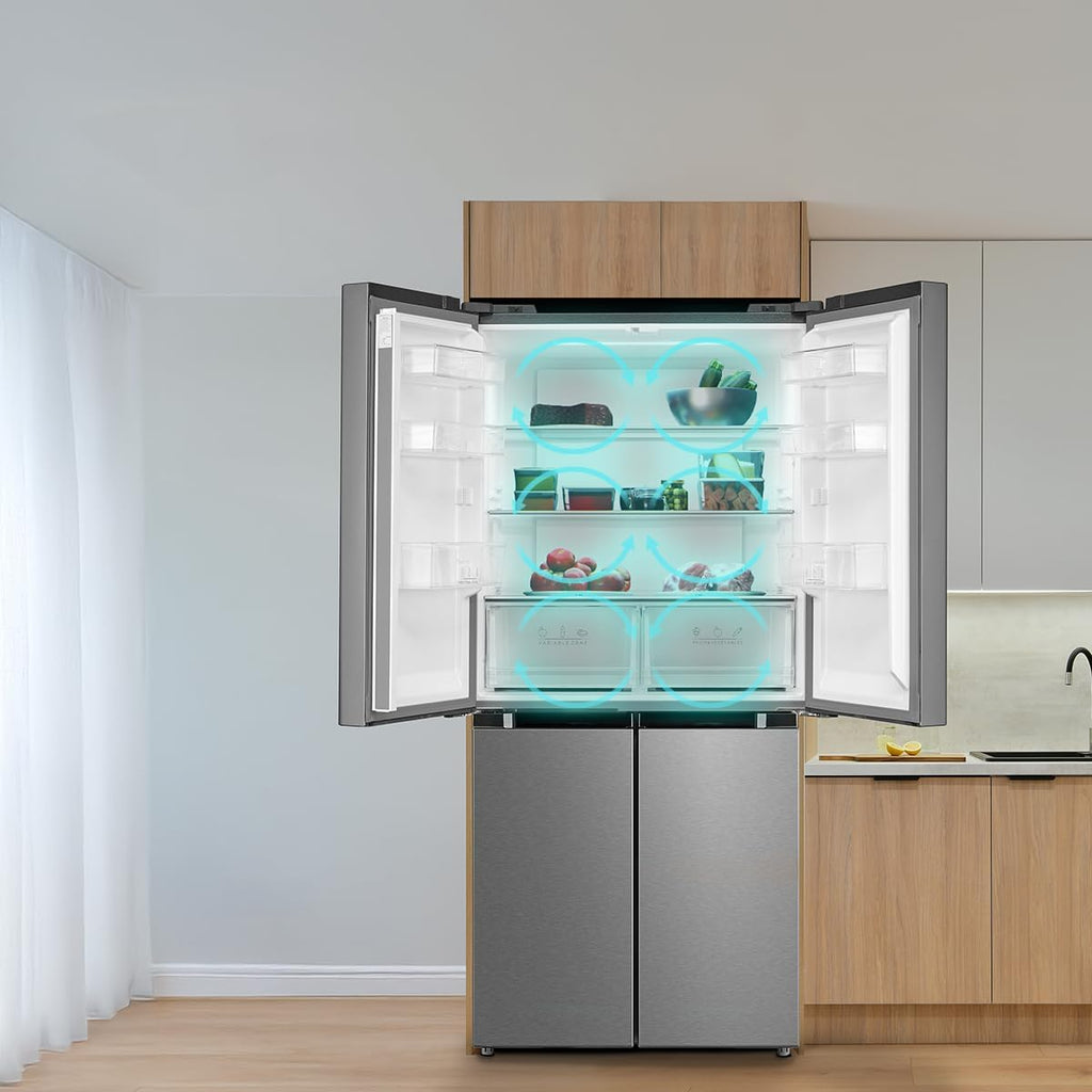 Cecotec CoolMarket 4D 394 Dark E. 394 Kühlschrank Total No Frost Total No Frost Bolero 394 Liter, Höhe 170 cm und 70 cm Breite, variable Schublade, Kompressor Inverter, Antibakteriell