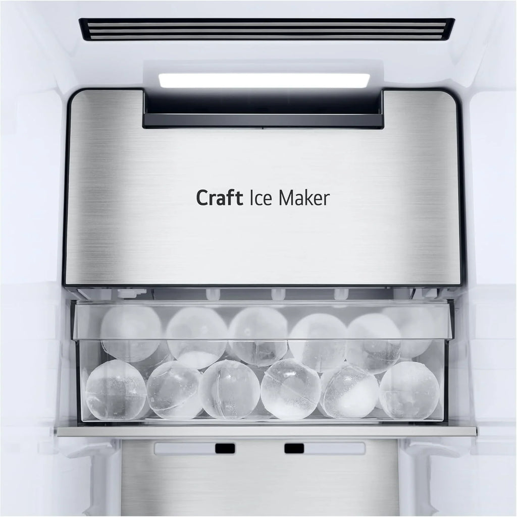 LG GSGV81PYLL Side by Side Kühlschrank, Klasse E, 635 L, Instaview, Kühlschrank mit Gefrierfach, Eis-, Crushed Ice- Wasserspender, Total NoFrost, Smart Inverter Kompressor, Wi-Fi