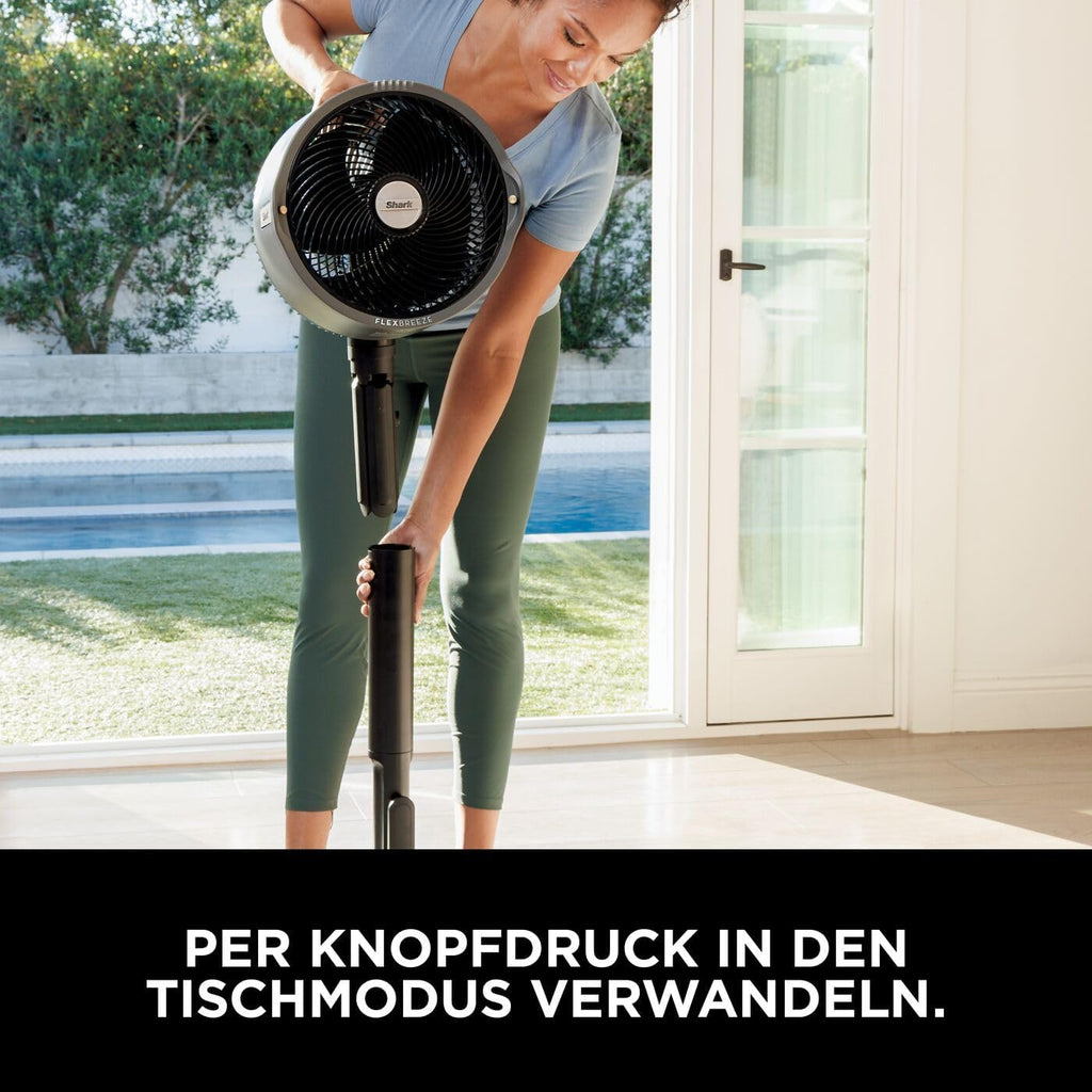Shark FlexBreeze Pro Mist Akku-Ventilator für innen und außen mit Sprühsystem, tragbarer Sprühtank, 20 m, Stand- & Tischventilator, 5 Geschwindigkeitsstufen, leise, Fernbedienung, Anthrazit FA300EU