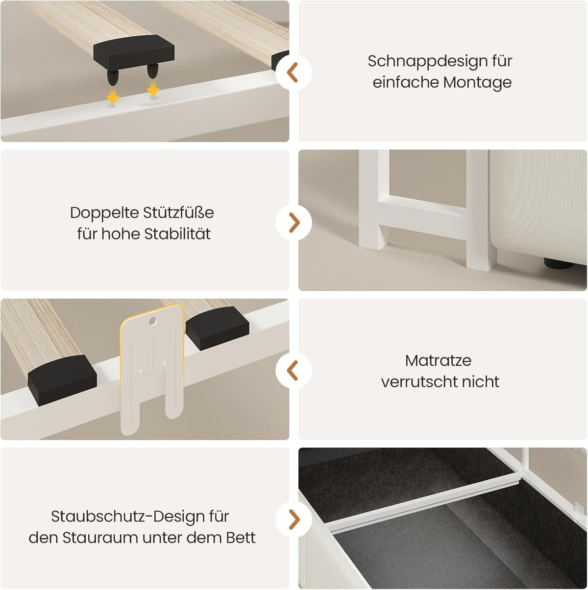 DICTAC Jugendbett 90x200 mit Stauraum, LED & Ladestation | Polsterbett mit hydraulischem Stauraum, zweistöckiges Ablagefach | Tagesbett Einzelbett in weiß– für Kinder, Jugendliche & Erwachsene