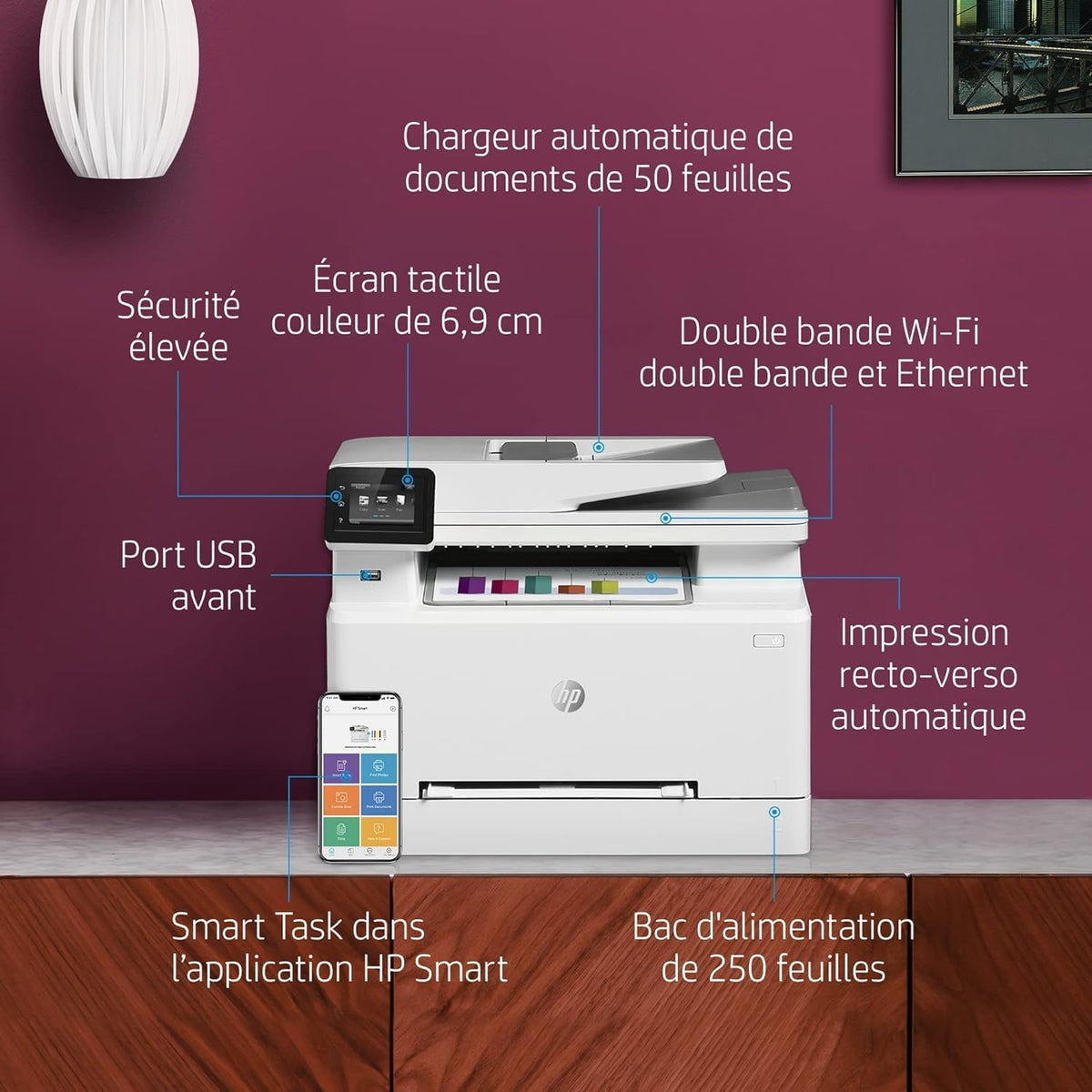 Color LaserJet Pro M283fdw Multifunktions-Farblaserdrucker (Drucker, Scanner, Kopierer, Fax, WLAN, LAN, Duplex, Airprint) weiß