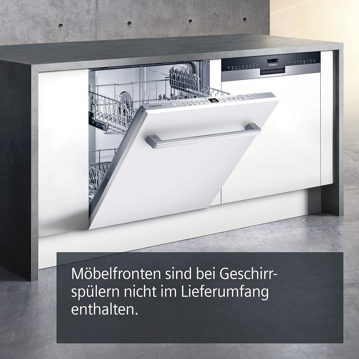 Siemens SR65YX08ME, iQ500 Smarter Geschirrspüler Vollintegriert, 45 cm breit, Besteckschublade, Zeolith, extra leise, aquaStop, automatische Türöffnung nach Programmende, varioSpeed, Innenbeleuchtung