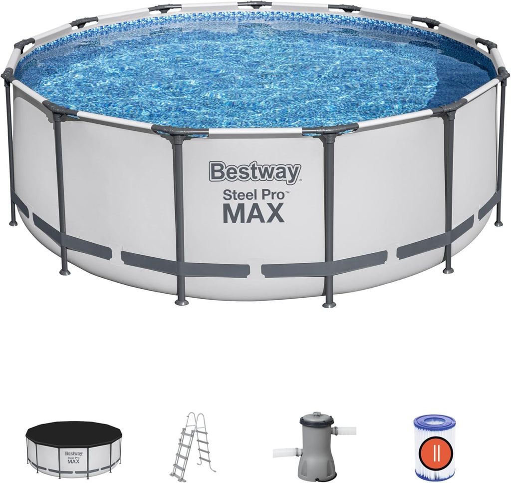 Steel Pro Max™ Außenpool, 396 x 122 cm, FrameLink™-System, Leiter, Plane, Pumpe und Filterkartusche