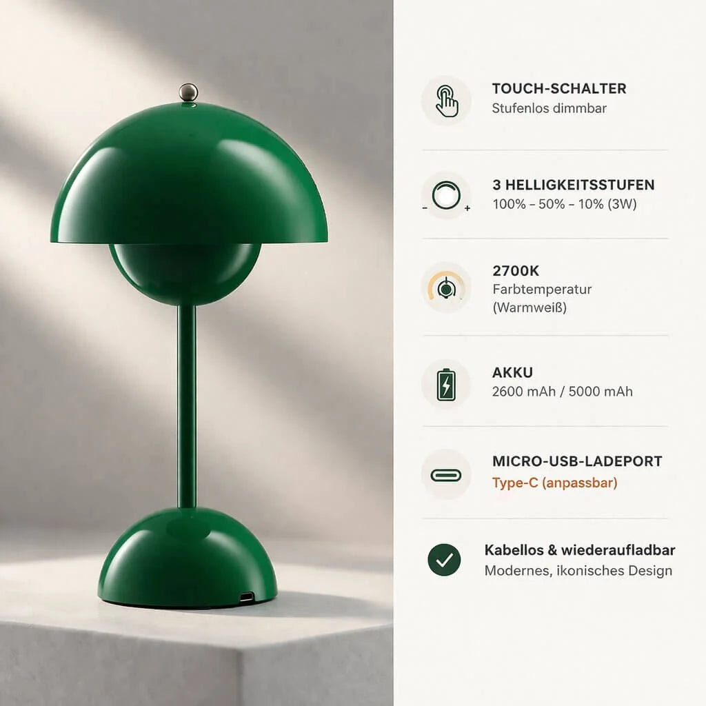 Kabellose LED Tischlampe | Veluné