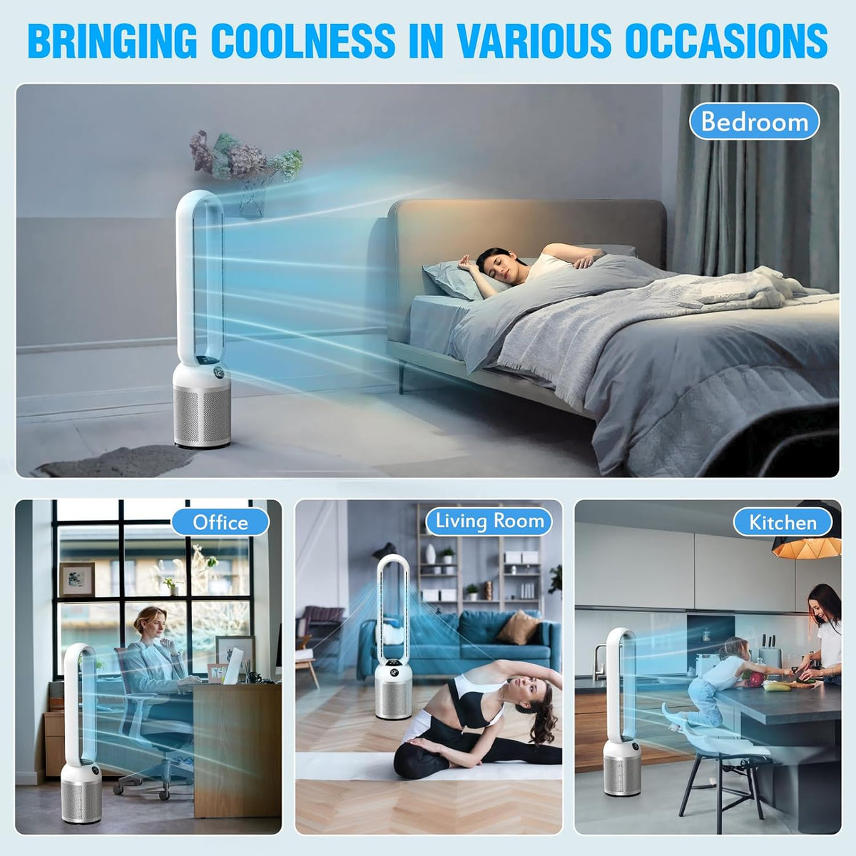 YAZEKY Turmventilator sehr Leise, 24 Stufen Ventilator Energiesparend DC Motor mit Fernbedienung, 12H Timer, 99cm 90° Oszillation Ventilator für Schlafzimmer Büro (Silber)