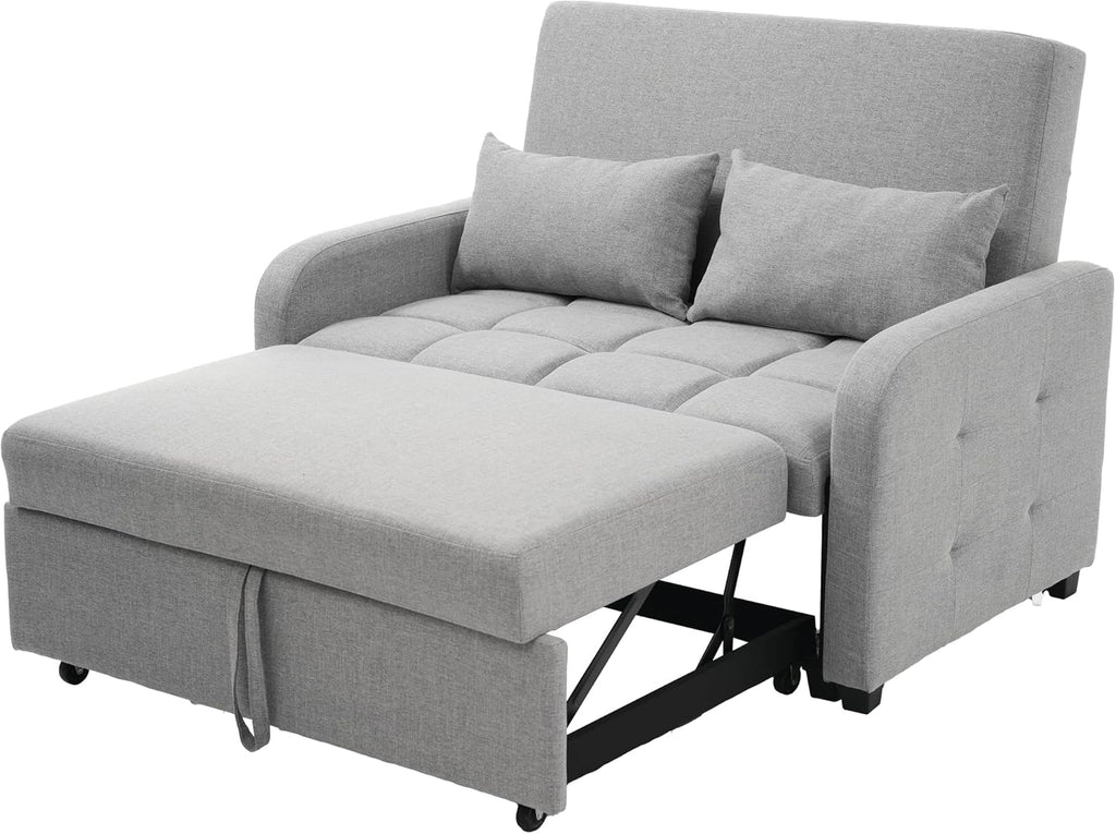 Zweisitzer Sofa mit Schlaffunktion, Verstellbares Rückenteil Sofa, klappsofa mit schlaffunktion, Komfort SofaBett für kleine Wohnungen Studentenwohnheime, 127x75 cm, Dunkelgrau