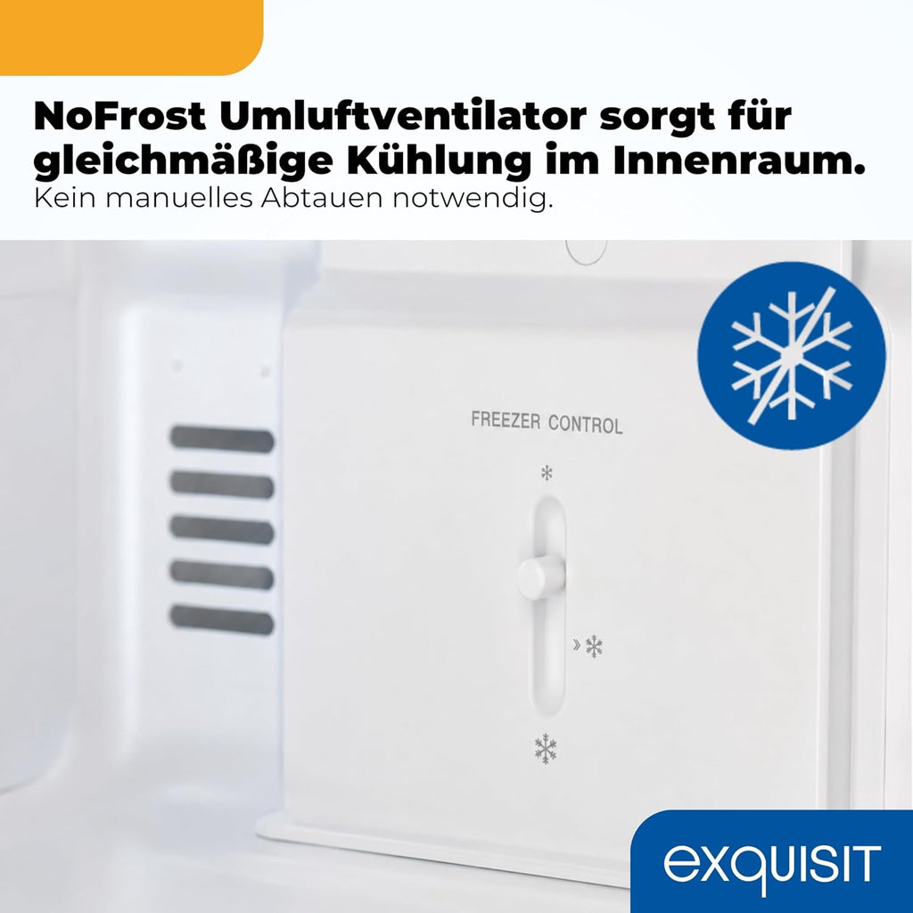 Exquisit Kühl-Gefrierkombination 253 l No Frost | Energieklasse C | leise 39 dB | schmal 54,5 cm | Schnellgefrieren | KGC5265-70-NF-040C weiss | Weiß