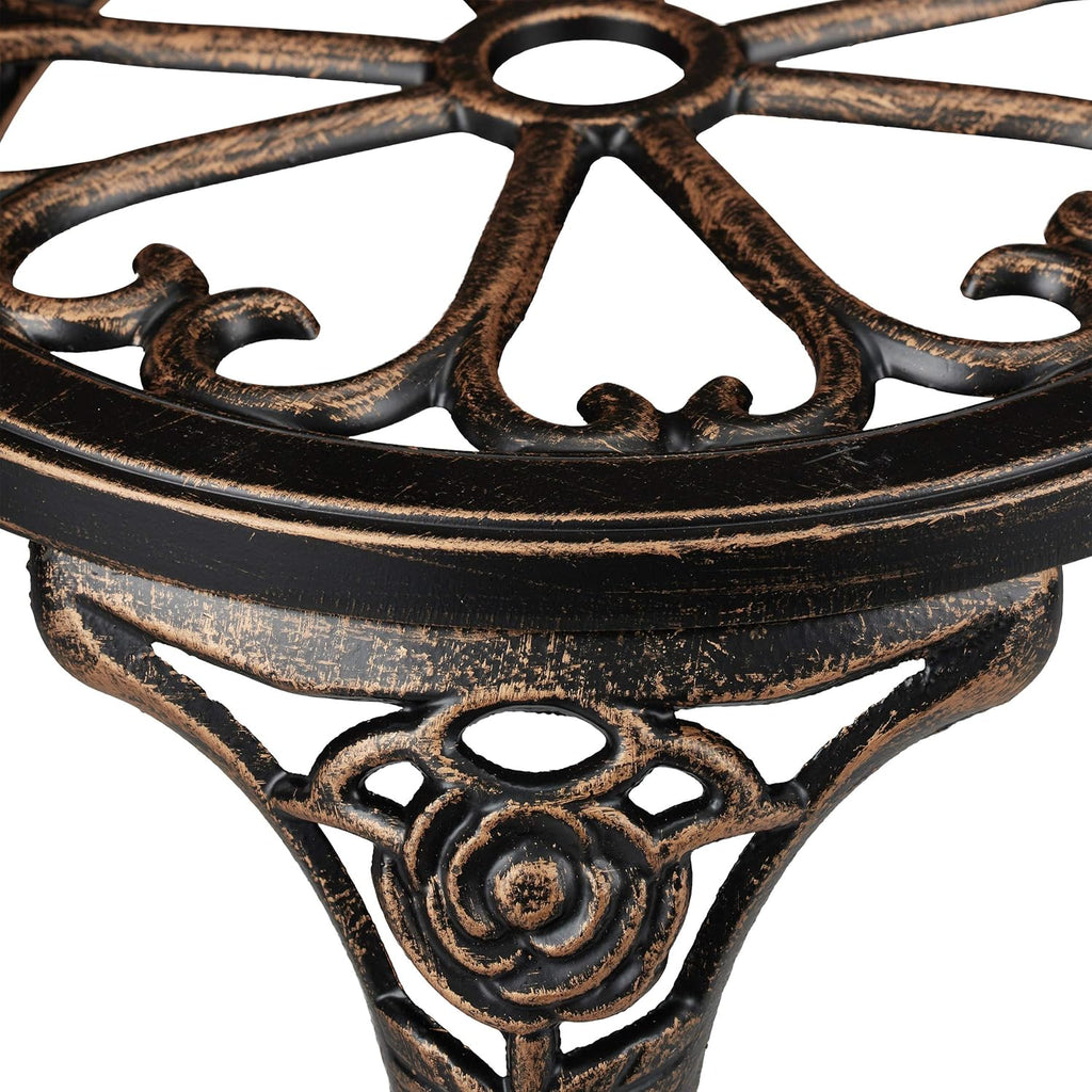 Relaxdays Gartenbank, 2 Sitzer, Rosen, Terrasse, Balkon, Alu & Gusseisen, antike Sitzbank, HBT: 78 x 99 x 52 cm, Bronze