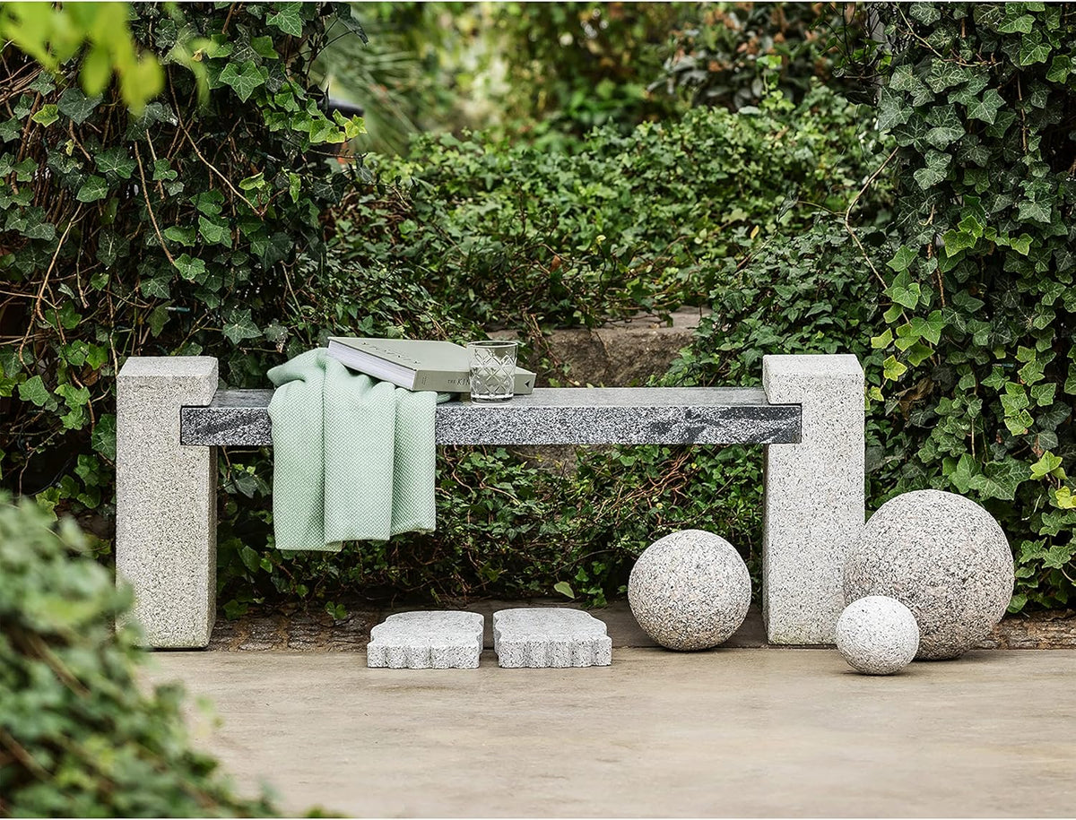 Dehner Gartenbank, 2-Sitzer, ca. 120 x 45 x 30 cm, Granit, hellgrau/dunkelgrau