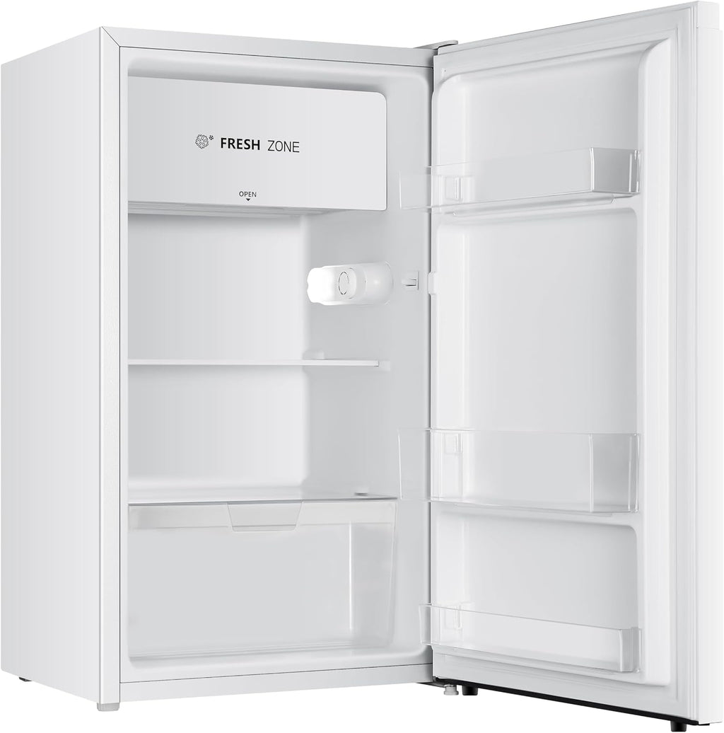 PKM KS93E Kühlschrank mit Kaltlagerzone | 94 Liter | Weiß | Sehr leise mit 36 dB | Wechselbarer Türanschlag | 1 Gemüseschublade | 47,5 cm Breite | Regelbares Thermostat | Energieeffienzklasse E