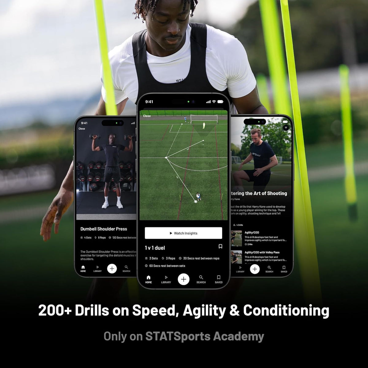 STATSports Academy Fußball Tracker Weste – Entfalte Elite-Leistung mit Profi-Coaching, Übungen & Ernährungsplänen – Misst 24 Leistungsmetriken – GPS Weste für Profi-Spieler & Teams, Erwachsene L