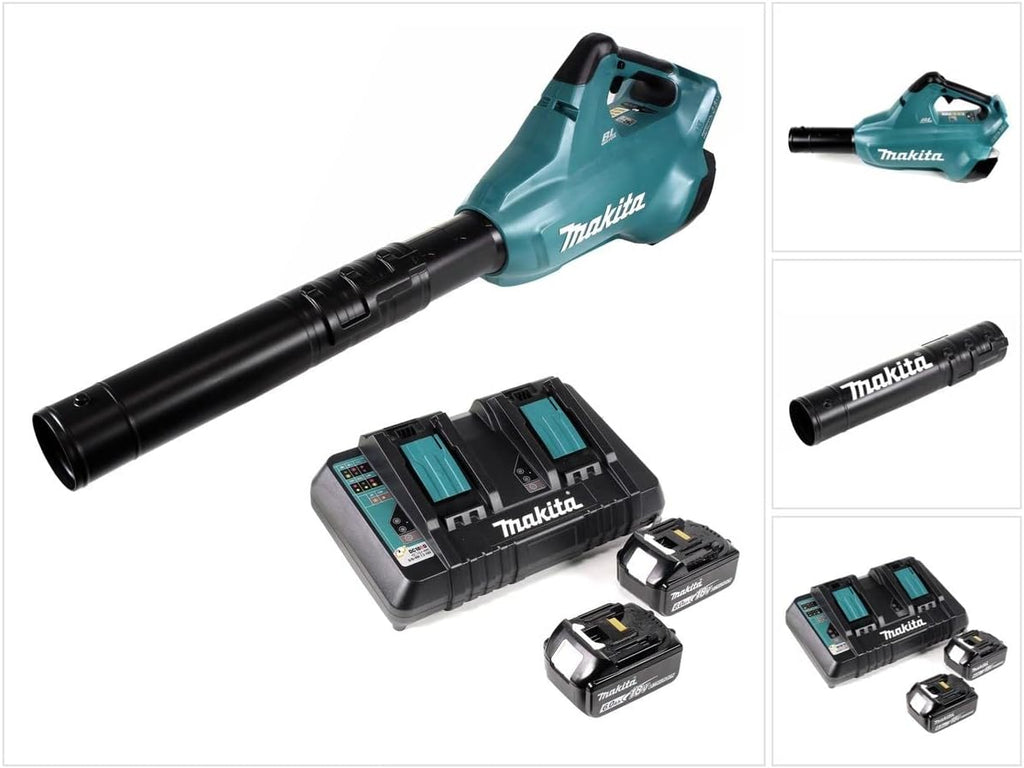 DUB 362 2x18 Volt Akku Laubbläser Akku-Gebläse + 2x 6 Ah Akku + DC 18 RD Doppel Ladegerät