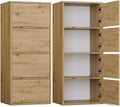CDF Kommode Schrank Hochschrank mit 4 Türen und Einlegeböden - für Wohnzimmer Schlafzimmer Flur Büro – Grifflose Fronten – Modernes Design und langlebige Ausführung – Eiche Artisan Alma