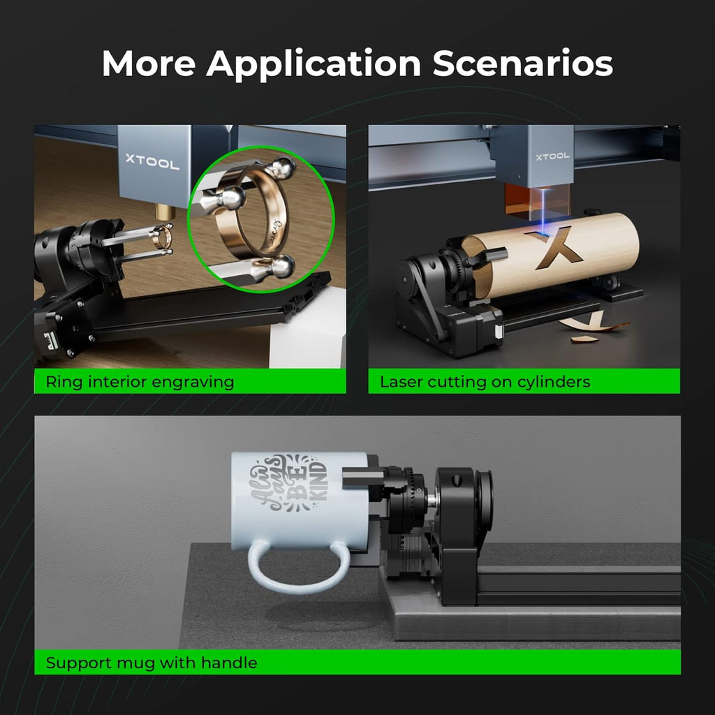 xTool RA2 Pro für xTool F1, S1, M1 Ultra, F1 Utra, P2S und die meisten Lasergravierer, Backenfutter Rotierend, Y-Achse Rotierend Walzengravurmodul zum Zylindrischen Objekten, Zubehör