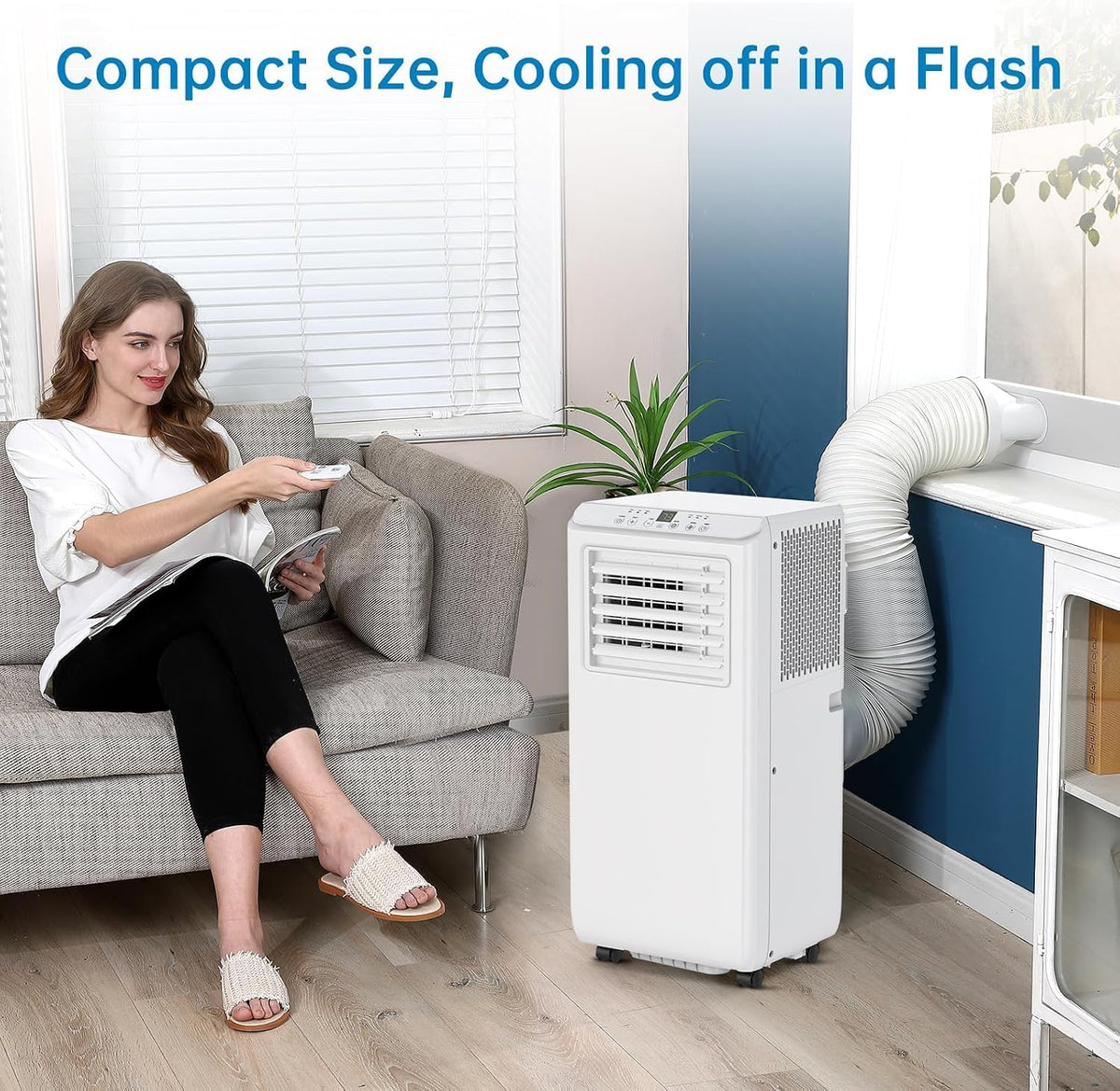 Tragbare Klimaanlage 8000 BTU mit Schnellkühlung, 54 dB Leise, Fernbedienung, 24 Stunden Timer mit Luftentfeuchter, AC Einheit