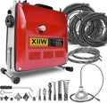 850W Elektrische Rohrreinigungsmaschine Satz zum Ø20-200mm Rohrleitungen [Spirale 33m x Ø16 mm + 14m x Ø22mm, 5m x Ø10mm], Rohrreinigungsgerät Set Rohrreiniger Reinigung Abflussreiniger, 450U/M
