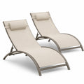 2-teiliges Sonnenliege-Set Aluminium Textilene Beige