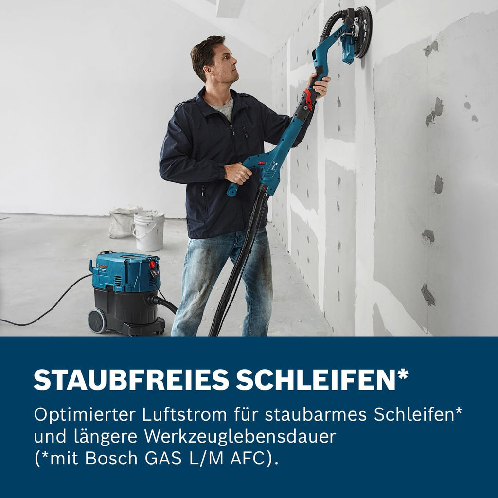 Bosch Professional Trockenbauschleifer GTR 55-225 (550 Watt, Schleifteller-Ø 215mm, inkl. 1x Schleifblatt M480, 1x Schleifteller-Set weich, 3x Kabelclip, Handwerkerkoffer)