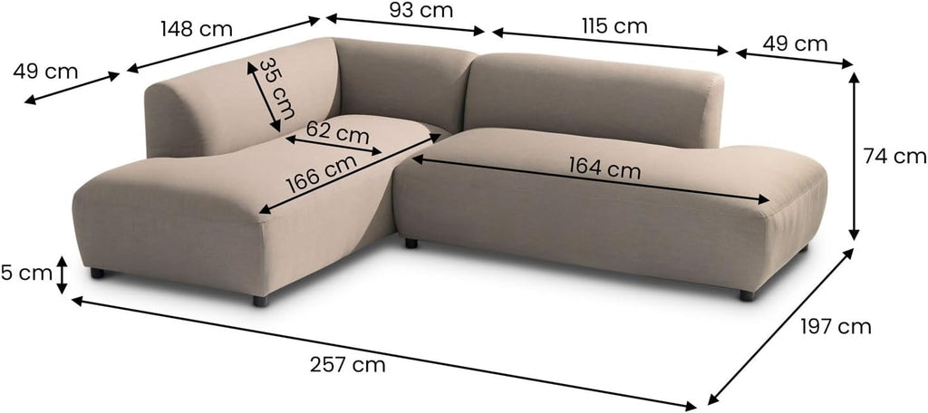 IDIMEX Outdoor-Sofa Calabria gepolstert, Beige – mit gemütlicher Polsterung für Ihre Gartenlounge aus wetterfestem Stoff und robustem Aluminium für Terrasse oder Balkon