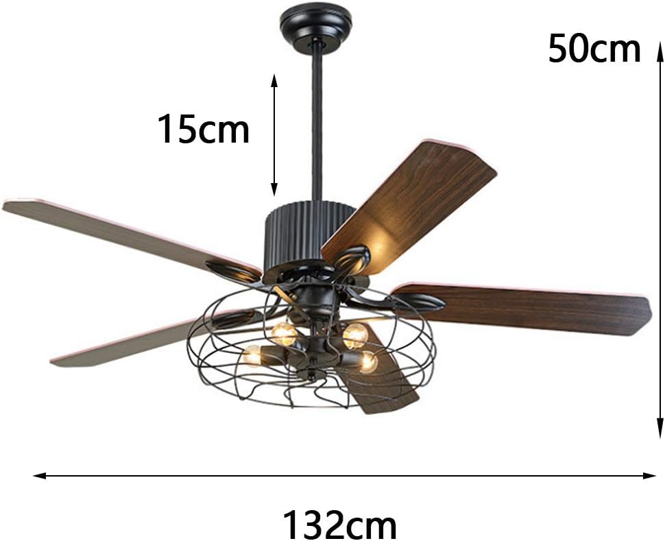 Retro Deckenventilatoren Mit Beleuchtung E27*5 Holzklinge Deckenleuchte Ventilator Deckenlampe 3 Dateien Einstellbare Windgeschwindigkeit Mit Fernbedienung Ultra Leise Esszimmer Wohnzimmer Kann Timing