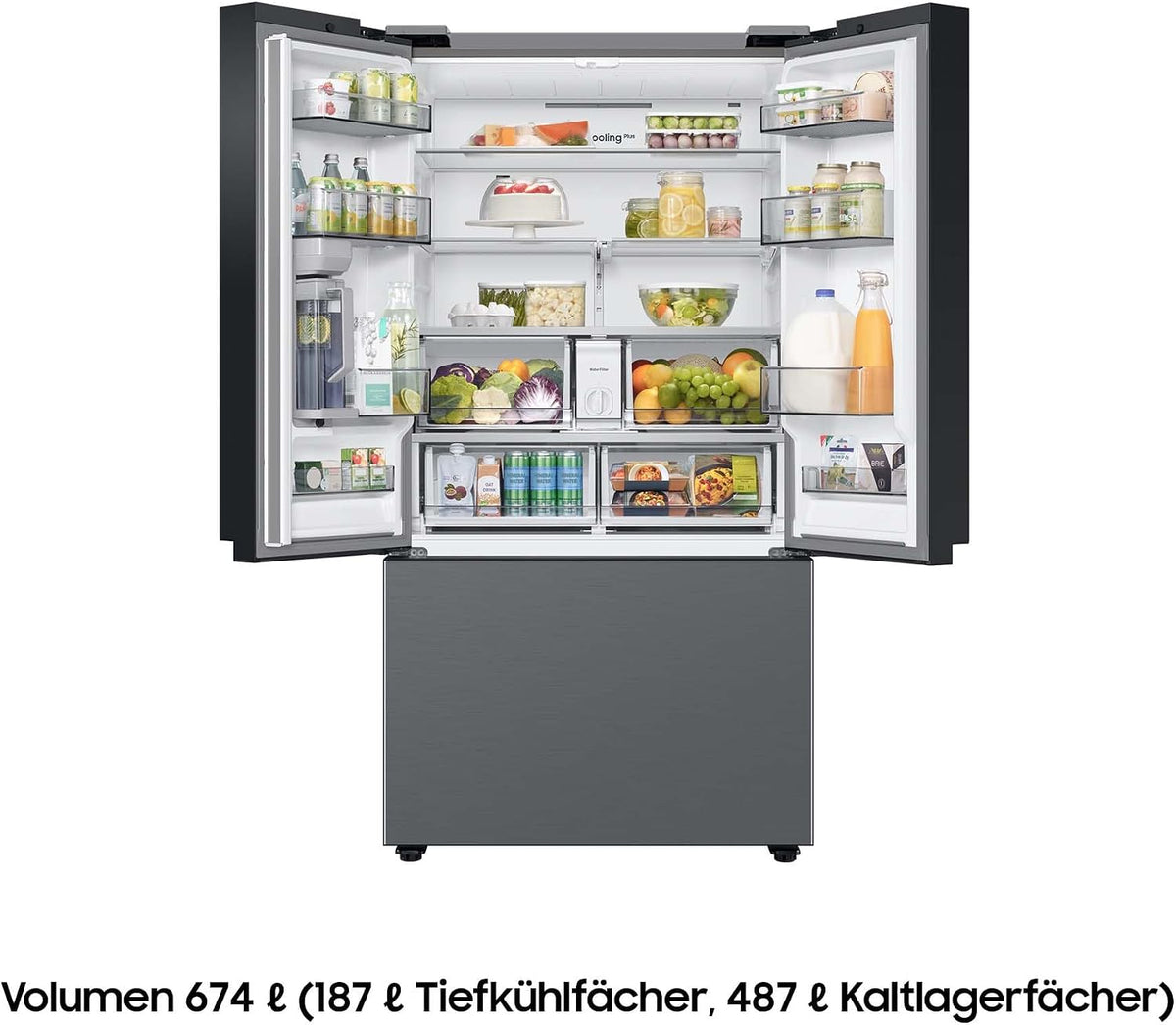 Samsung RF24BB620ES9EF French-Door-Kühlschrank mit Gefrierfach, 177,8 cm, 674 l, SmartThings AI Energy Mode, Autofill Water Pitcher, Dual Ice Maker, Edelstahl Look