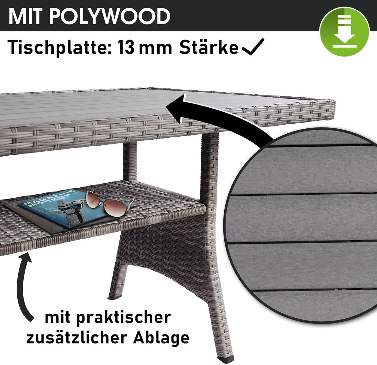 BRAST® Gartenmöbel Set Hacienda | bis zu 10 Personen viele Farben | inkl. Kissen & Abdeckung | TÜV geprüft | Outdoor Loungemöbel Sitzgruppe Essgruppe Garnitur | Grau/Anthrazit