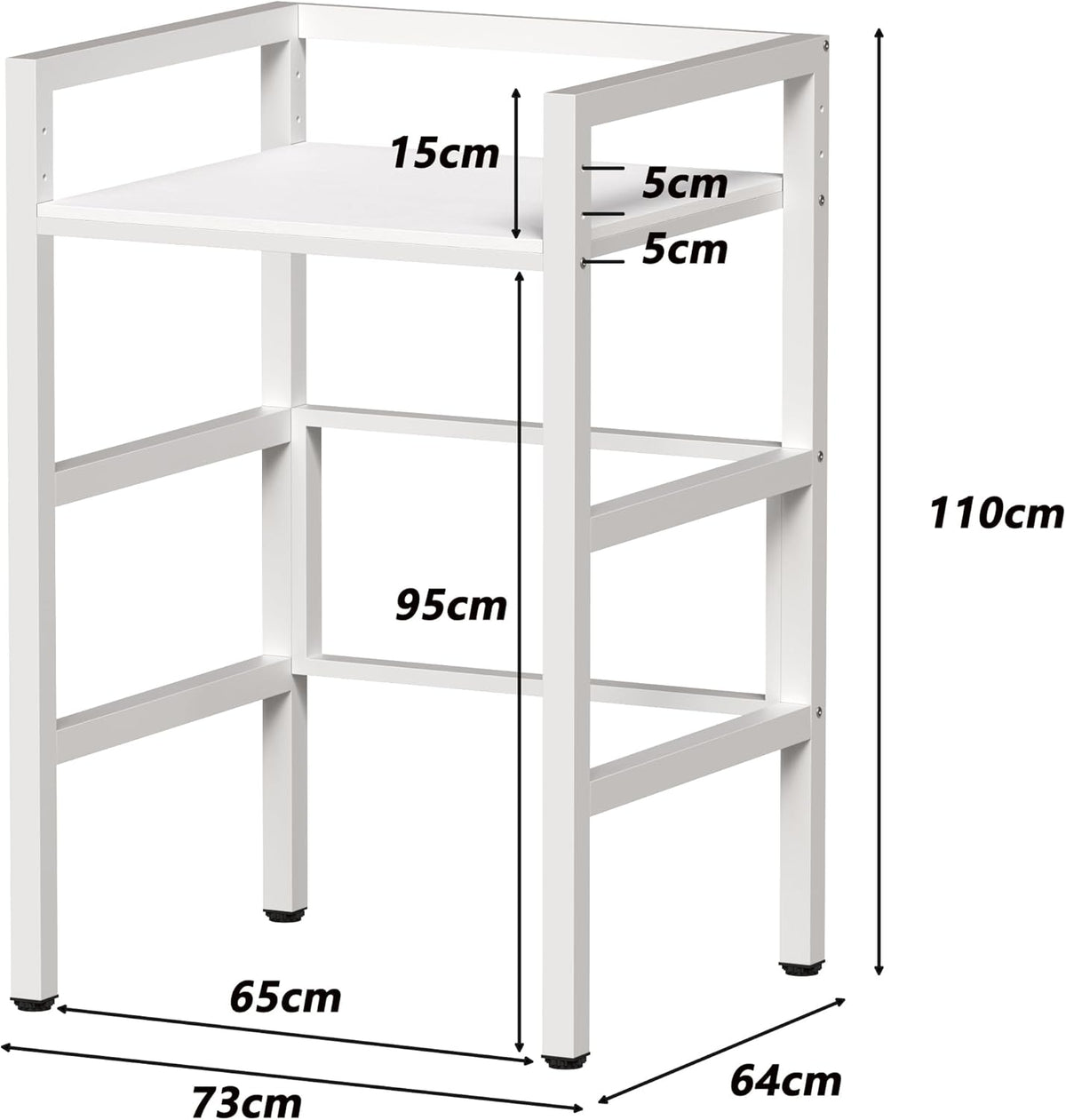 MSFE Regal über Waschmaschine,Höhenverstellbarer Wäschetrocknerständer,Lagerregal über der Waschmaschine, Tragfähigkeit 350 kg,für Waschmaschine und Trockner,73 * 64 * 110cm,Patentiertes Produkt