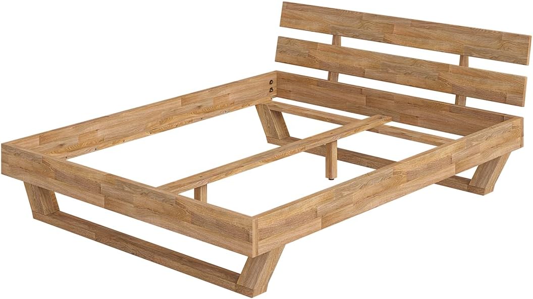 skølm Nornir Massivholzbett 160x200 cm – Bettrahmen aus Massivholz Eiche geölt – hochwertiges Holzbett mit Kufen Bettbeinen – Bettgestell mit 2 Streben als Bettkopf – geeignet als Doppelbett