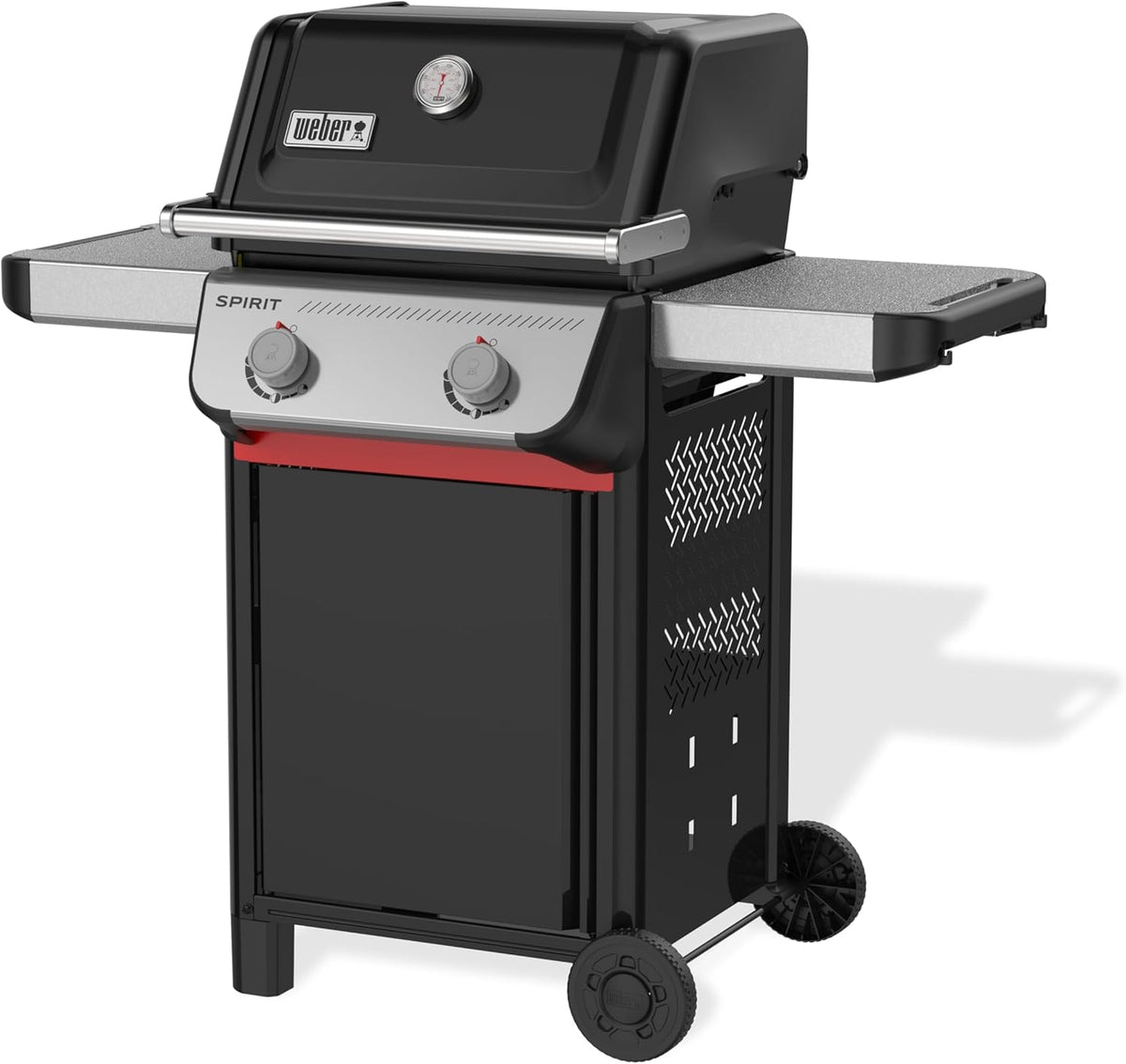 Weber Spirit E-210 Gasgrill, 2 Brenner, Grillfläche 51 x 46 cm, Thermometer im Deckel, 2 Räder, Schwarz/Silber (1500838)