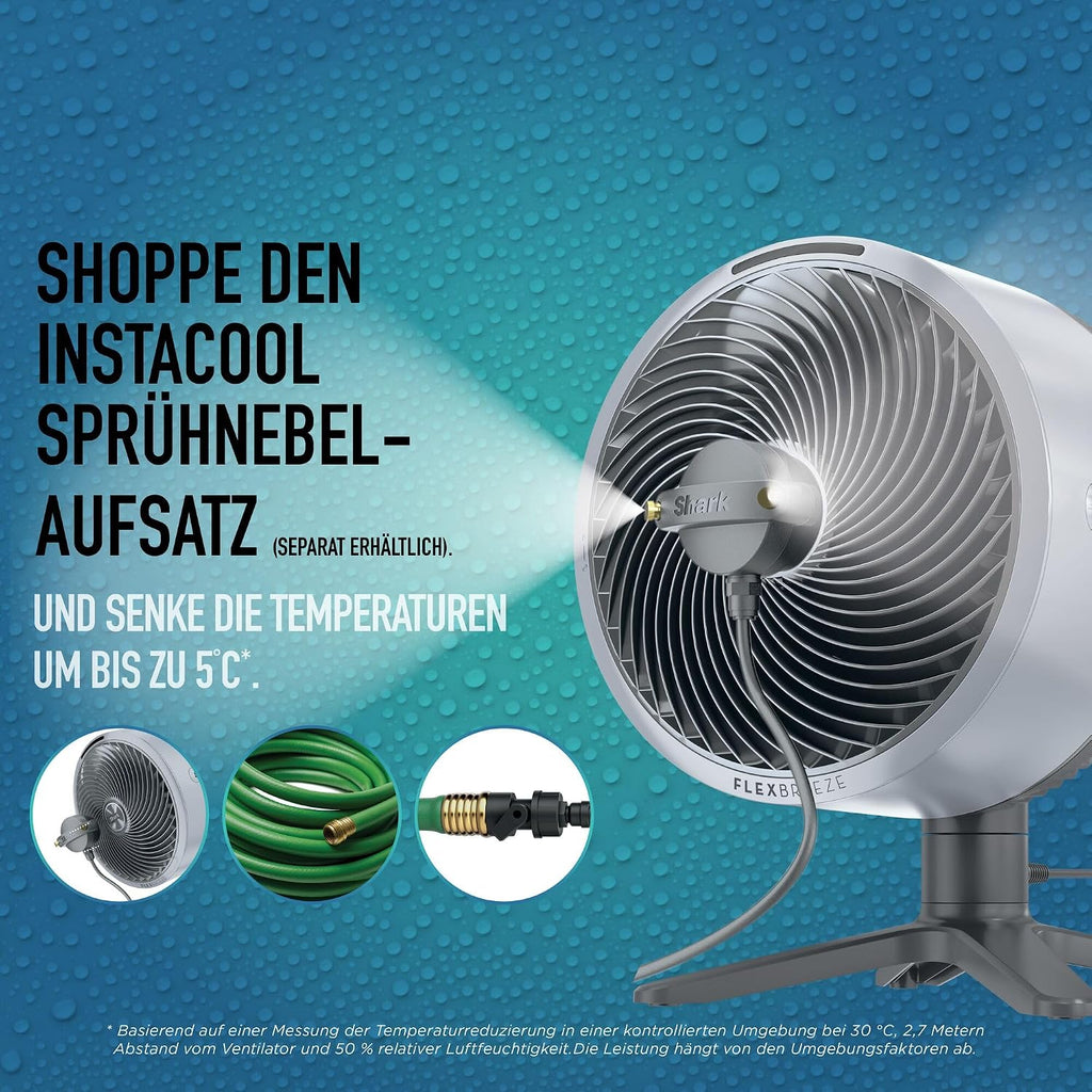 Shark FlexBreeze TableMate Akku-Ventilator, innen & außen, ≤24h Laufzeit, Hochgeschwindigkeits-Kühlung, 20 m Reichweite, leise & langlebig, 5 Geschwindigkeiten, Oszillation, Fernbedienung FA150EU