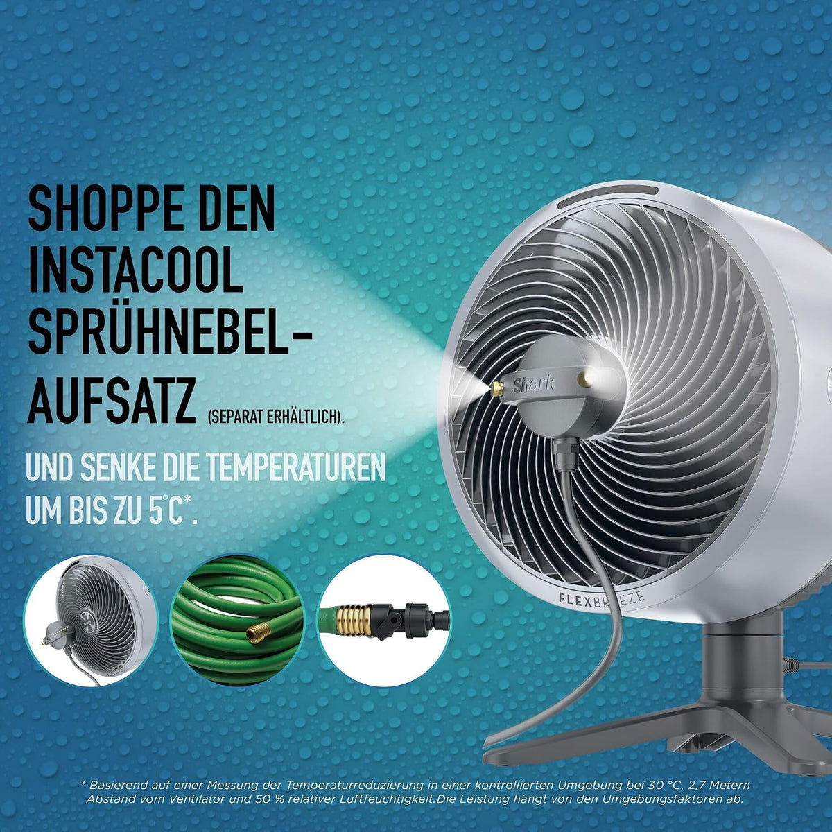 Shark FlexBreeze TableMate Akku-Ventilator, innen & außen, ≤24h Laufzeit, Hochgeschwindigkeits-Kühlung, 20 m Reichweite, leise & langlebig, 5 Geschwindigkeiten, Oszillation, Fernbedienung FA150EU