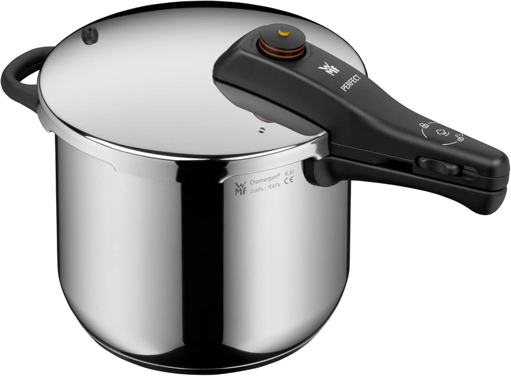 WMF Perfect One Pot Schnellkochtopf Set Induktion 2-teilig, Dampfkochtopf 6,5l, 3l, großes Kochsignal, 2 Kochstufen, abnehmbarer Deckelgriff, Edelstahl