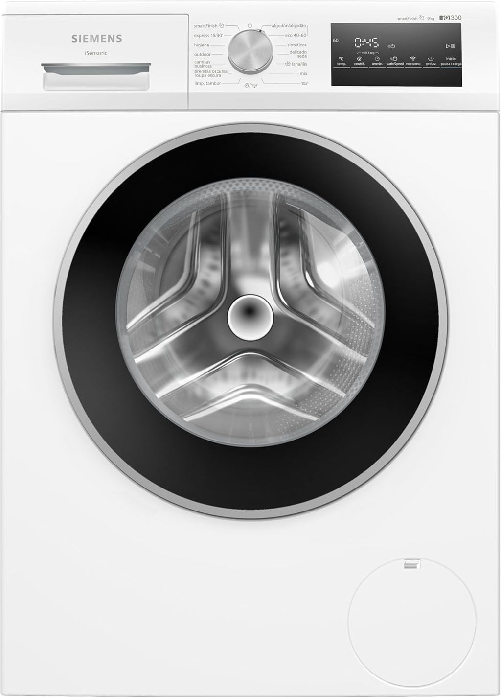 Siemens Waschmaschine, iQ300, 9 kg Kapazität, Schnellprogramme, smartFinish, weiß, WM14N292EP