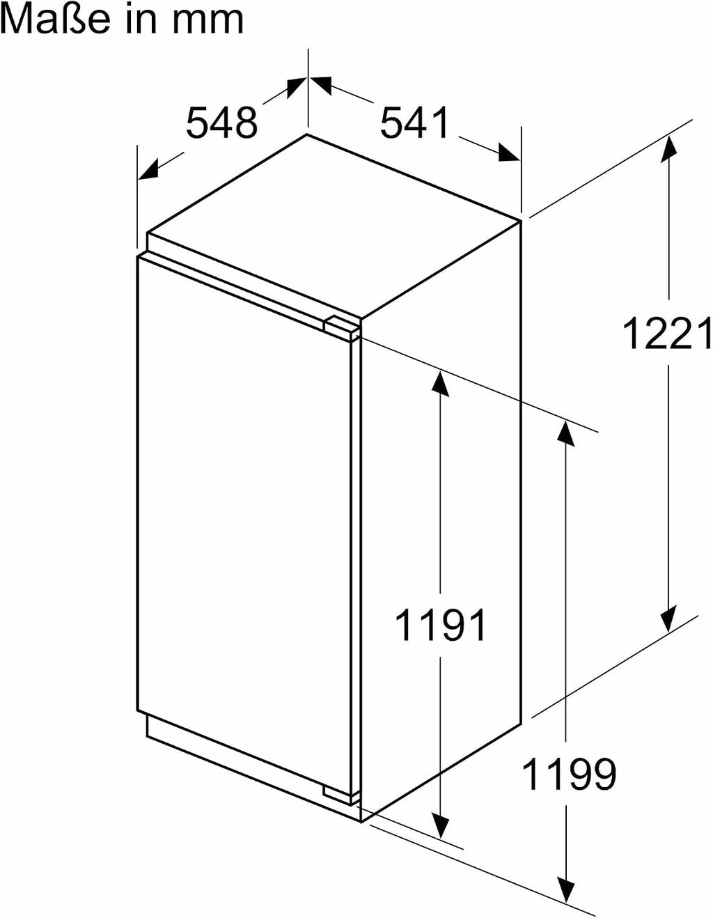 Bosch KIR41VFE0 Serie 4, Einbau-Kühlschrank, 122.5 x 56 cm Nische, 204 L, Flachscharnier, Made in Germany, FreshSense - konstante Innentemperatur, Multibox XXL- viel Platz für Obst und Gemüse, Weiß