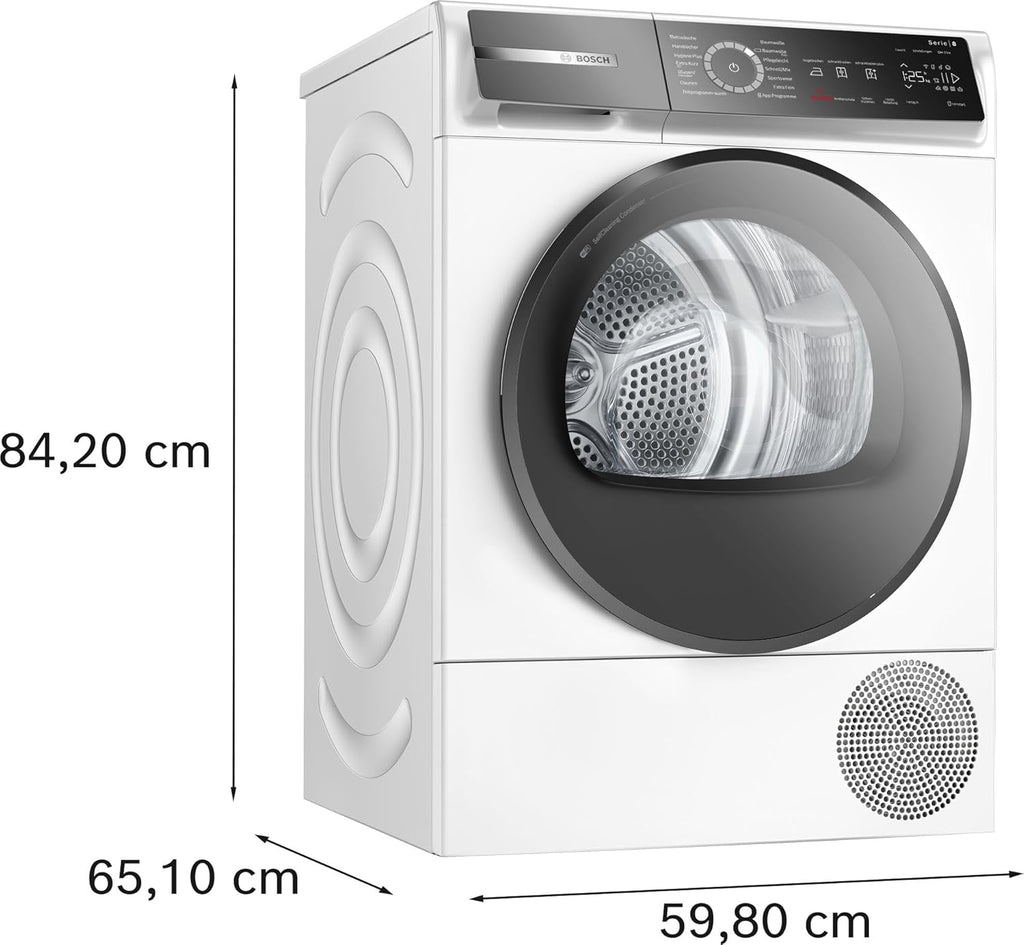 Bosch WQB245B40, Stiftung Warentest GUT (2,5) , Serie 8 Smarter Wärmepumpentrockner 9 kg, AutoDry Sensorgesteuerte Trocknung, SmartDry Programmautomatik, LED-Display, Selbstreinigender Kondensator