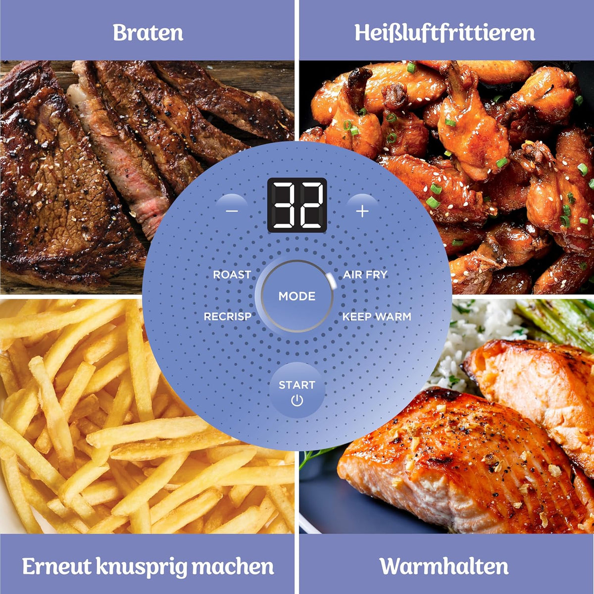 Ninja CRISPi Tragbare Heißluftfritteuse, 3,8 l & 1,4 l, 4-in-1: Heißluftfrittieren, Braten, Warmhalten, Aufknuspern, kompakt, 6 Portionen, 2 Glasbehälter & Deckel, 1700 W, Hellflieder FN101EUPR