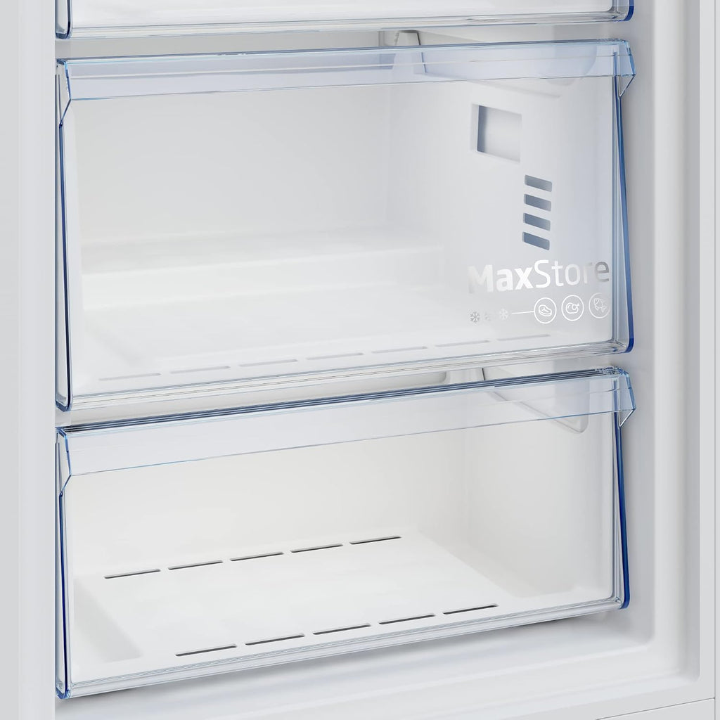 Beko B7RFNE316W Gefrierschrank, 286 l Nettovolumen, No Frost, Schnellgefrierfunktion, Multifunktionsdisplay, 5 Gefrierschubladen + 3 Fächer, 34 dB (A), in unbeheizten Räumen nutzbar, Weiß