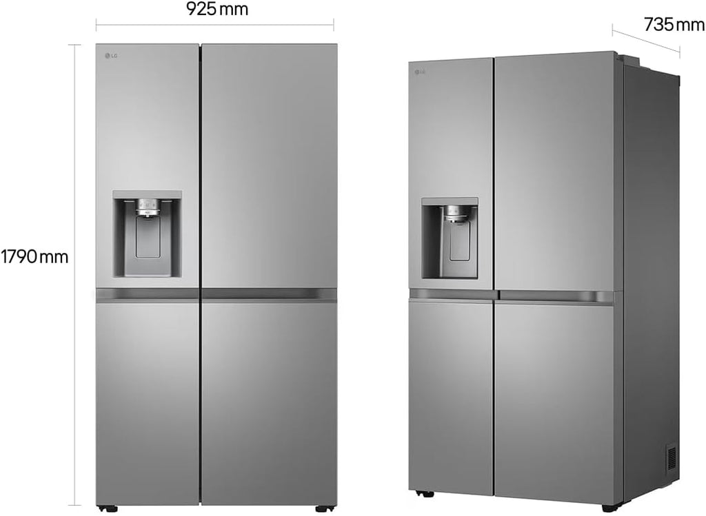 LG GSLE81PYBC Side-by-Side Kühlschrank mit Gefrierfach (628 L, Energieklasse C) mit Eis- und Wasserspender, Multi-Airflow, DoorCooling+, Silber