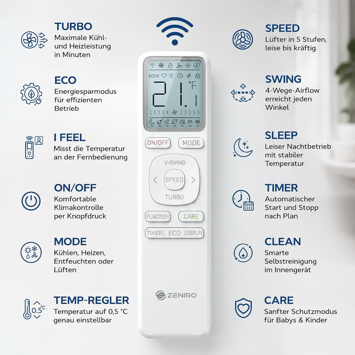 Klimaanlage Split Set - TURBO Cooling - Reine Luft mit Ionisator - WiFi/App-Funktion Klimagerät Kühlen A++/Heizen A+ 5,2kW 18000 BTU Sehr Leise - Fernbedienung, Timerfunktion - Montagematerial