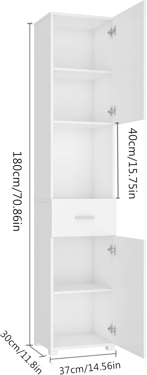 FOREHILL Badmöbel Set weiß, 3 Teile, mit Waschbeckenunterschrank, Hochschrank, Spiegelschrank