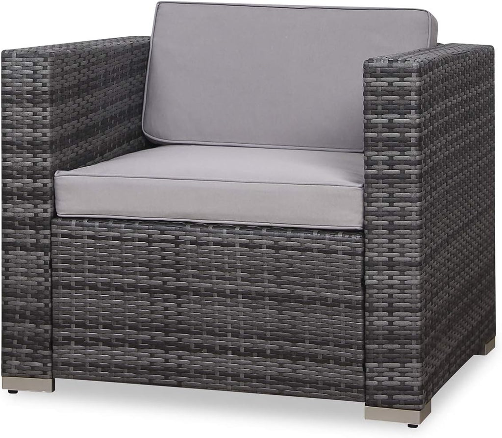 SVITA Lugano XL Polyrattan Lounge Kissenbox Sessel Garten-Set XXL Gartenmöbel Set Gartenlounge Outdoor Lounge Rattan Outdoor Sitzgruppe Grau