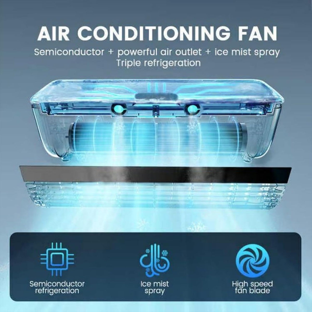 Luftkühler, tragbare Klimaanlage, Kühlventilator, 3 Geschwindigkeitsstufen mit kabellosem Laden, Verdunstungskühler für Innenräume, Schlafzimmer, Schlafzimmer