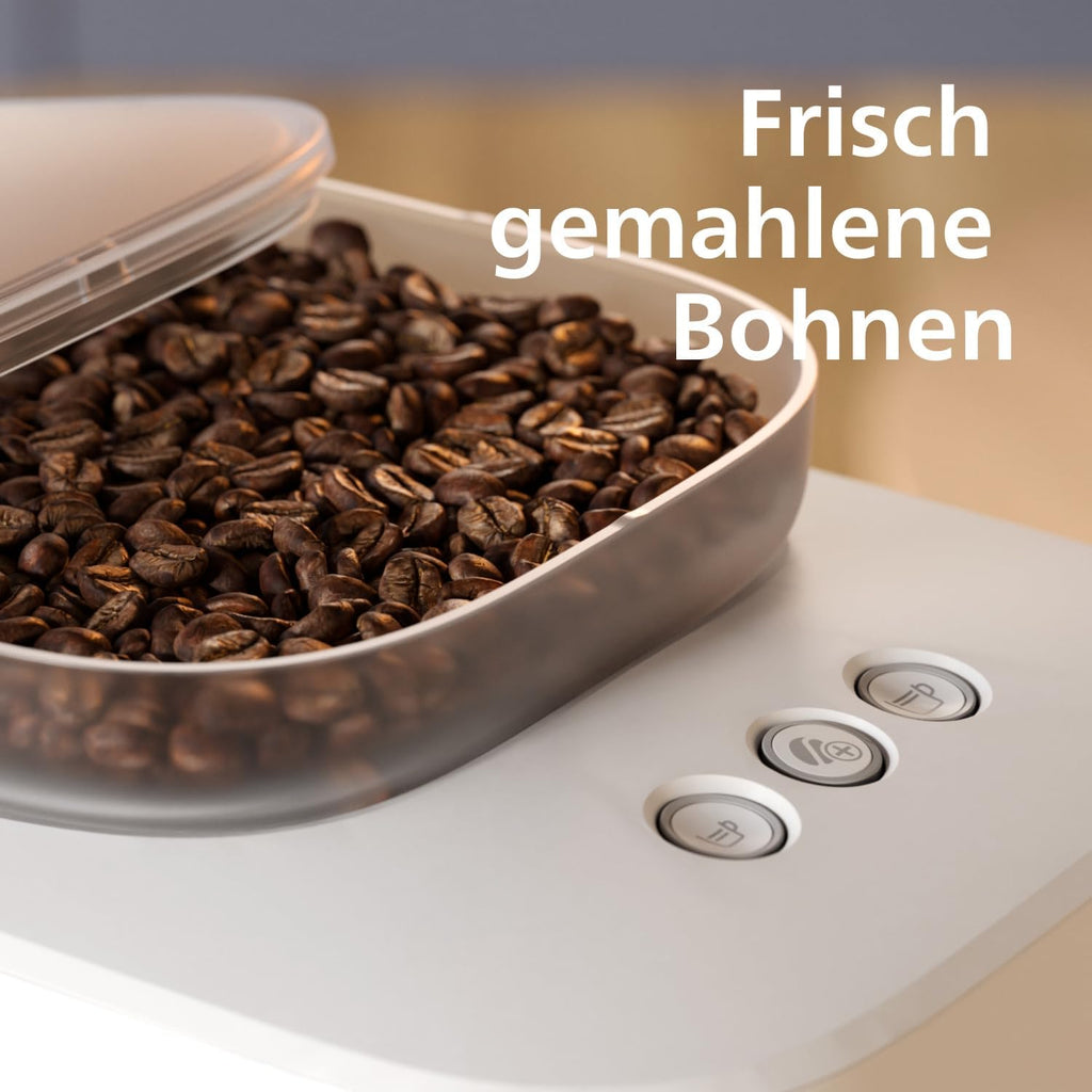 Baristina Espressomaschine – Automatisches Mahlen, Tampen & Brühen,16 Bar, Kaffeemaschine mit Mahlwerk & Siebträger, leichte Reinigung, Espresso & Café Crema, Naturweiß/Mangogelb (BAR305/03)