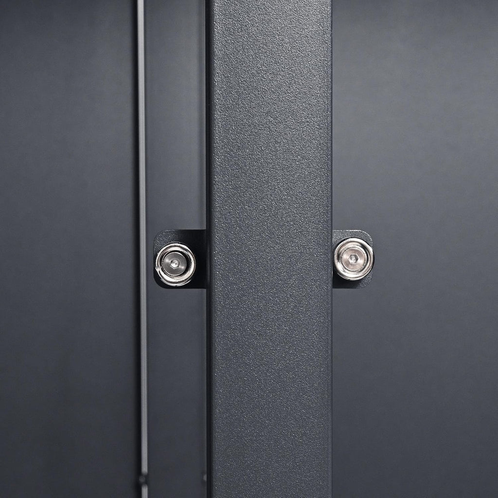 ESTEXO Mülltonnenbox Mülltonnenverkleidung mit Deckel Aufbewahrungsbox Müllbox Anthrazit mit Holzdekor (2 Türen)