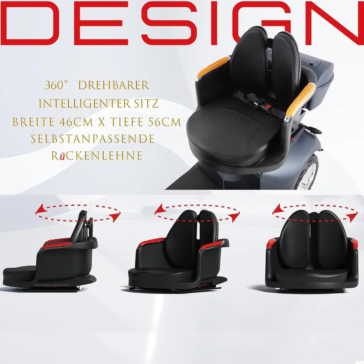 2025 Scooter de movilidad ZVGREEN de 4 ruedas – modelo para personas mayores con asiento tipo capitán – hasta 15 km/h – gran espacio de almacenamiento – asiento giratorio – freno electromagnético